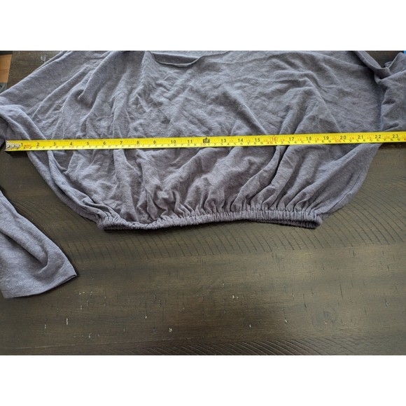 Bare by Charlie Holiday Navy Crop Top Lounge Sweater Bell Sleeve Hemp Small $99 - Picture 8 of 9